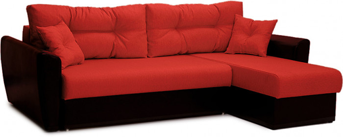 Диван-кровать угловой Амстердам, 160х200, еврокнижка, независимый пружинный блок, рогожка/экокожа, красный