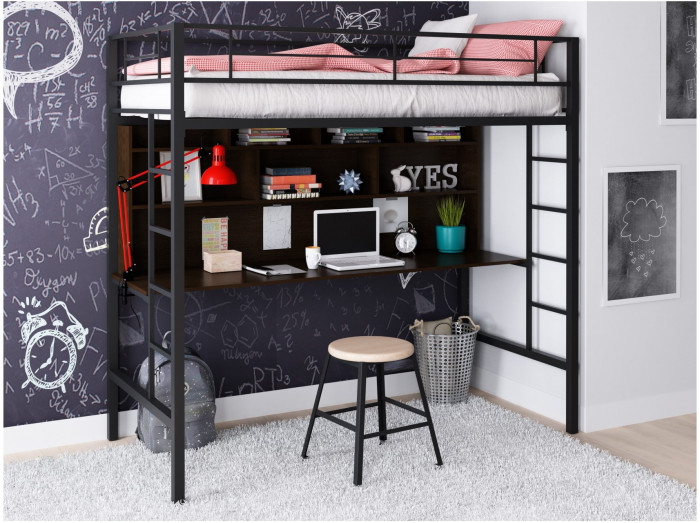 Кровать-чердак Севилья 1.2 (Дуб молочный, Серый)