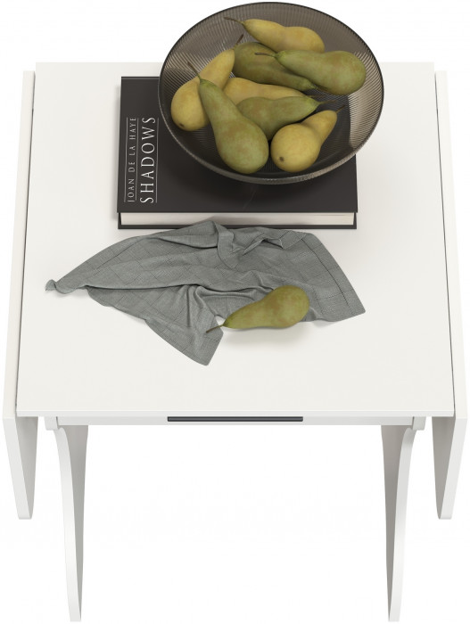 Стол обеденный раскладной с ящиком 6-02.120ТМбел, цвет белый, ШхГхВ 120х57х75 см., 60х57х75 см. сложенный