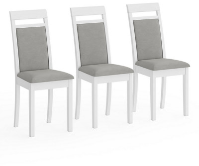 Три стула Мебель--24 Гольф-12 разборных, цвет белый, обивка ткань велюр серый 63, ШхГхВ 40х40х100 см., от пола до верха сиденья 47 см.(мягкая спинка)