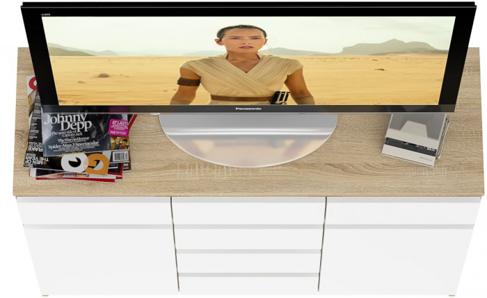 Мори Комод МК1200.4, цвет дуб сонома/белый, ШхГхВ 120,4х41х94 см.