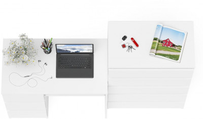 Мори Стол компьютерный МС-6 левый + Комод МК700.5, цвет белый, ШхГхВ 160,4х50х114 см., выдвижные ящики слева, НЕ универсальная сборка