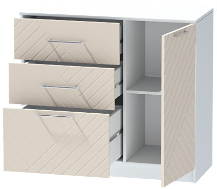 Комод №2 "Иннэс-7", Белый/Тирамису матовый