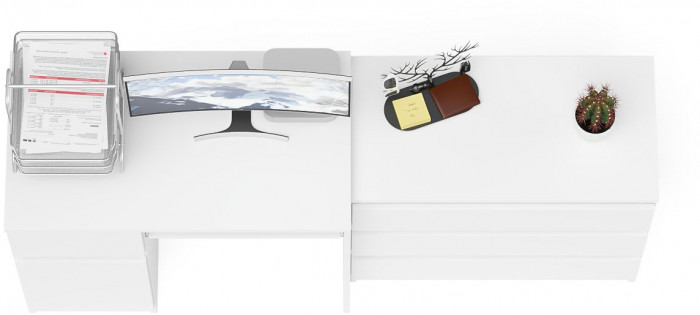 Мори Стол компьютерный МС-1 левый + Комод МК800.1, цвет белый, ШхГхВ 170,4х50х76,6 см., выдвижной ящик слева, НЕ универсальная сборка