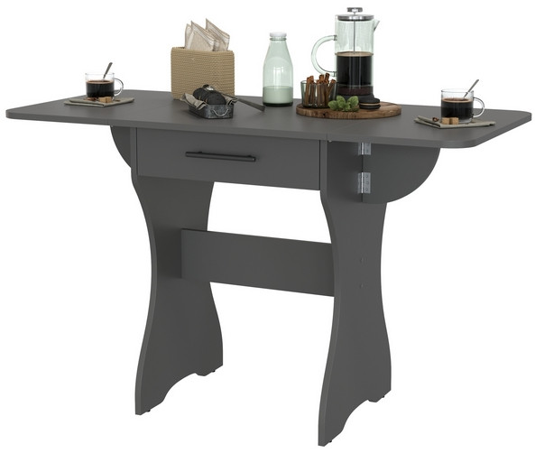 Стол обеденный раскладной с ящиком 6-02.120ТМграф, цвет графит, ШхГхВ 120х57х75 см., 60х57х75 см. сложенный