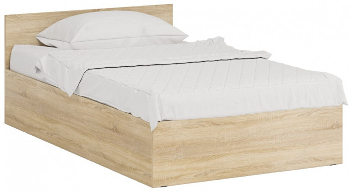 Кровать 1200 + Шкаф 2-х створчатый Стандарт, цвет дуб сонома, ШхГхВ 123,5х203,5х70 + 90х52х200 см., сп.м. 1200х2000 мм., без матраса, основание есть