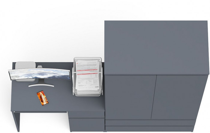 Мори Стол компьютерный МС-1 правый + Шкаф МШ900.1, цвет графит, ШхГхВ 180,4х50,4х179,6 см., выдвижной ящик справа, НЕ универсальная сборка