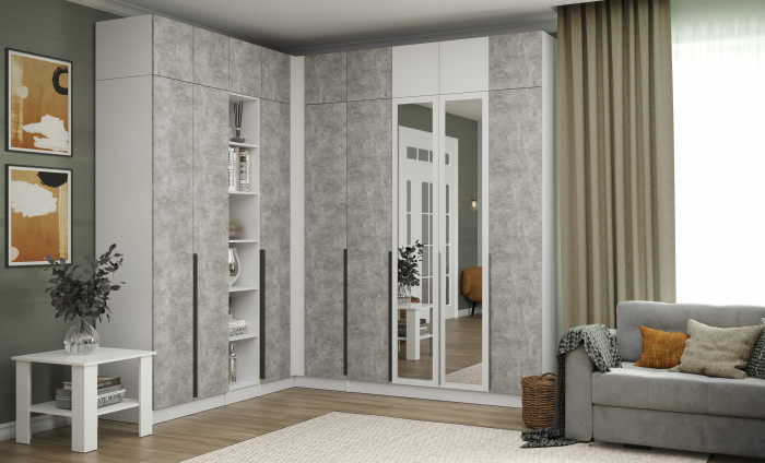 Шкаф Мадрид, композиция 11, Белый/Ателье светлое