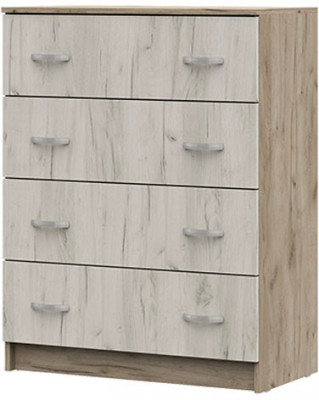 КМ 554 Бася ЛДСП комод 4 ящ. дуб крафт серый/дуб крафт белый