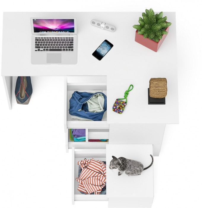 Мори компьютерный стол МС-16 правый + Тумба ТМП400.1, белый