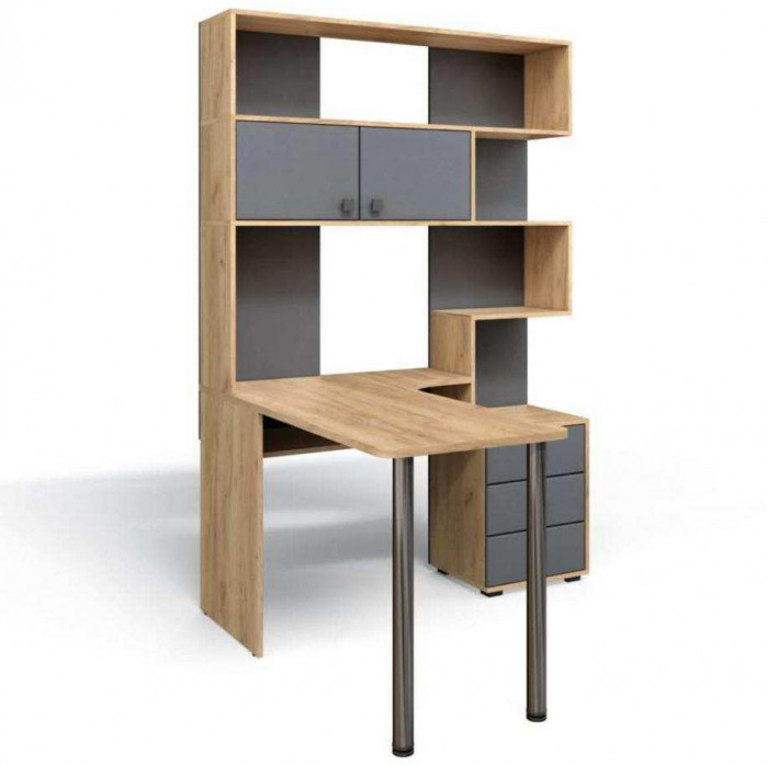 Стол Компьютерный СК-10 ЛЕВЫЙ Дуб крафт/Графит