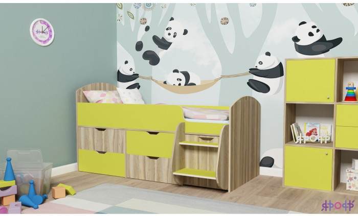 Кровать-чердак Малыш 7 (Белое дерево/Белое дерево)