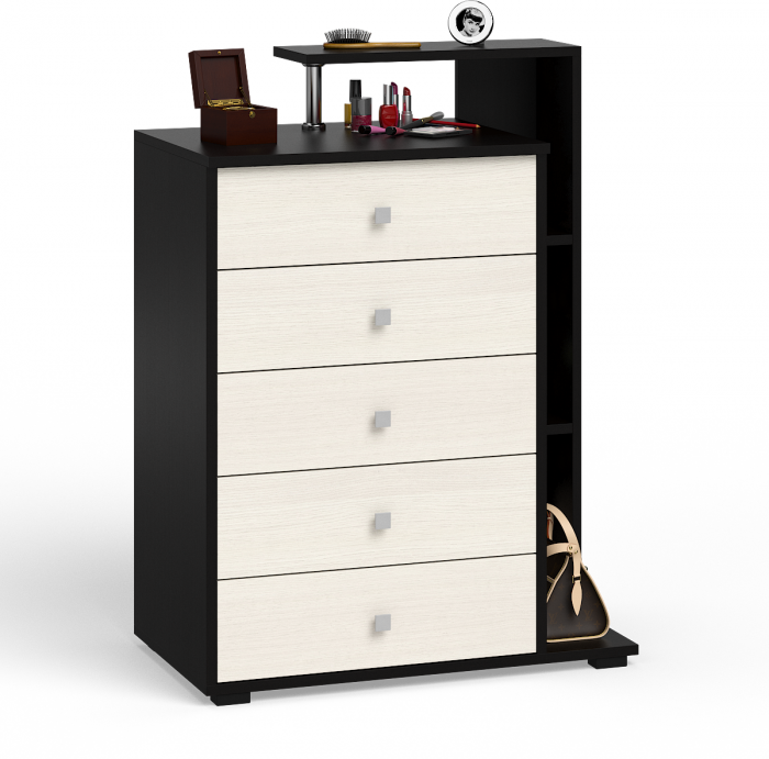 Камелия спальня № 11 Кровать с ящиками 1800 + Две тумбы + Комод + Шкаф 4-х створчатый, венге/дуб лоредо