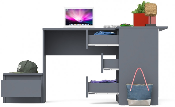 Мори компьютерный стол МС-16 правый + Тумба ТМП400.1, графит