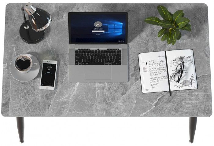 Обеденный стол Мебель--24 DT-27, цвет серый мрамор(глянцевая), ШхГхВ 120х70х75 см., столешница камень 10,5 мм., ножки металл, макс. нагрузка 80 кг.