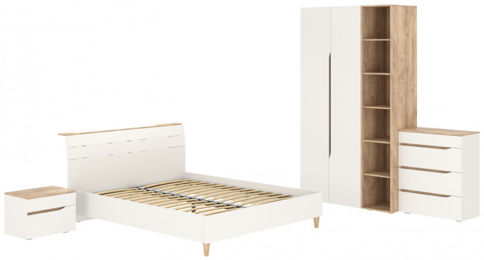 Муссон Спальня № 14, цвет белый/дуб эндгрейн элегантный, ортопед, сп. м. 1600х2000 мм., б/м