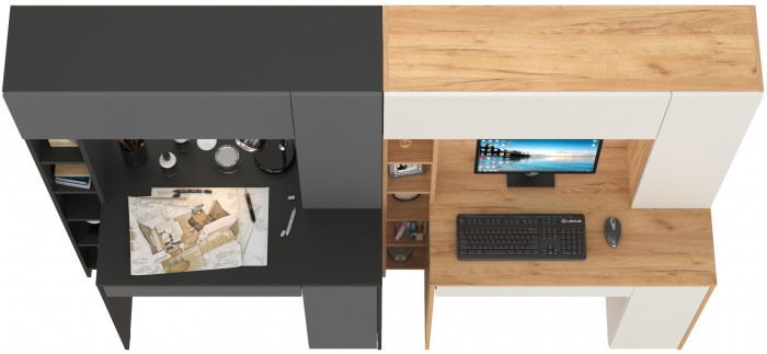 Два стола компьютерных Комфорт 12.71, антрацит/тёмно-серый/дуб золотой/белый