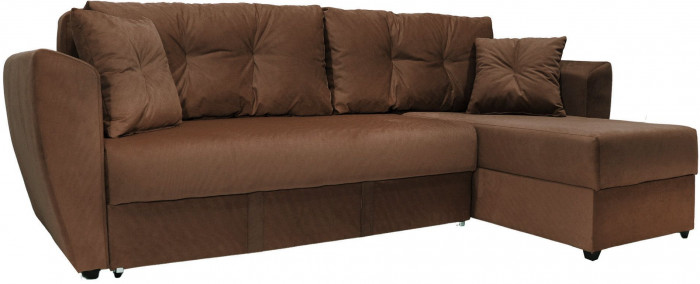 Диван-кровать угловой Амстердам Люкс, 160х200, еврокнижка, независимый пружинный блок, велюр, коричневый