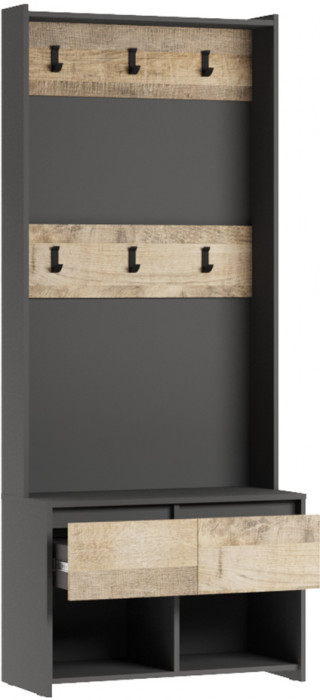 Вешалка Денвер, Графит, Дуб гранж песочный