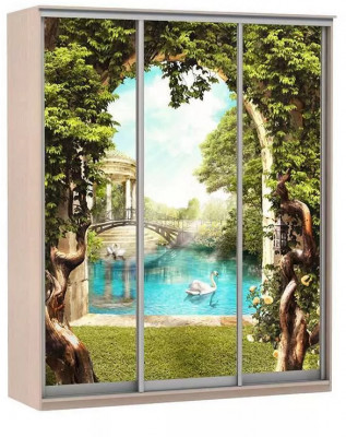 Шкаф купе Модерн 2076х600 3-х дверный 3-х секционный фотопечать №3 ясень