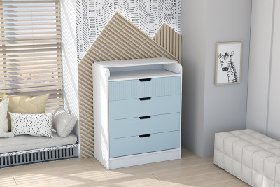 Детский Комод раскладной Бриз МДФ, Белый/Антарктида (Полосы)