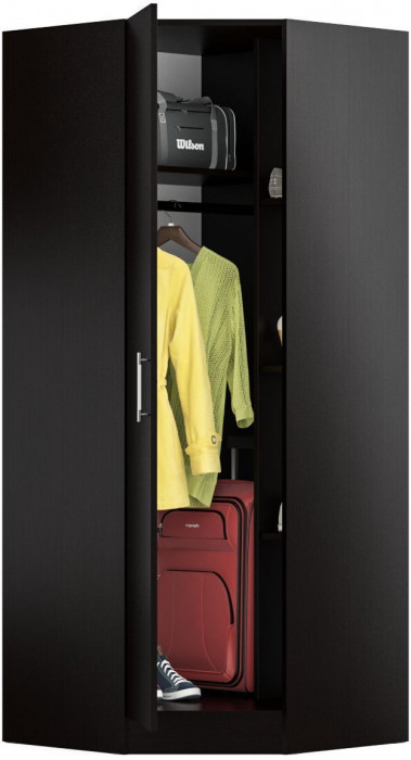 Стандарт Шкаф угловой, цвет венге, ШхГхВ 81,2х81,2х200 см., универсальная дверь, боковина для соединения со шкафами глубиной 52 см.