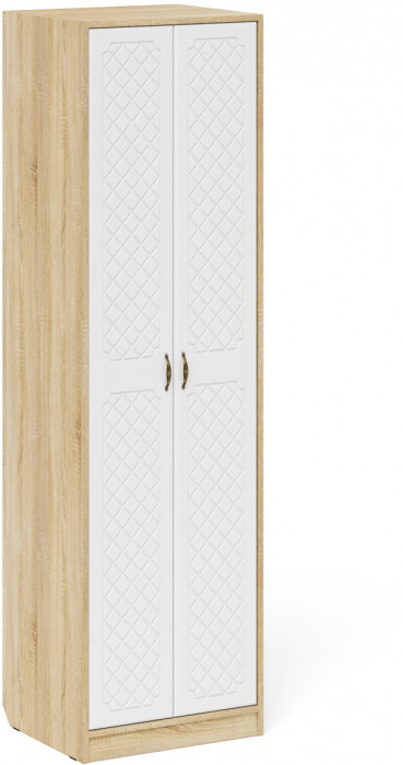 Прихожая П-6 Компоновка № 29, дуб сонома/фасады МДФ белое дерево фрезеровка ромб