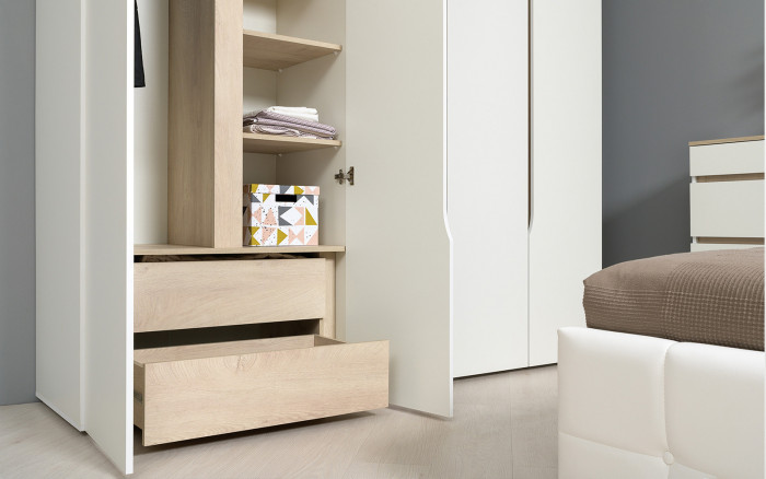 Муссон Спальня № 15, цвет белый/дуб эндгрейн элегантный, ортопед, сп. м. 1600х2000 мм., б/м