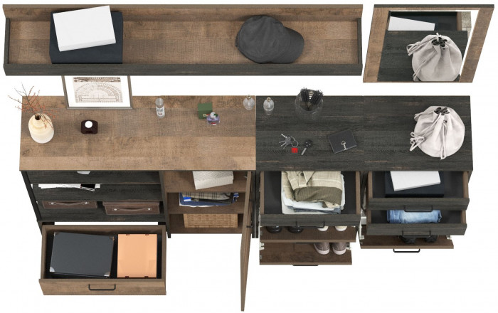 Трувор Прихожая 177, дуб гранж песочный/интра