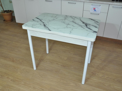 Симпл фотопечать стол обеденный раскладной / мрамор белый/бетон белый/белый