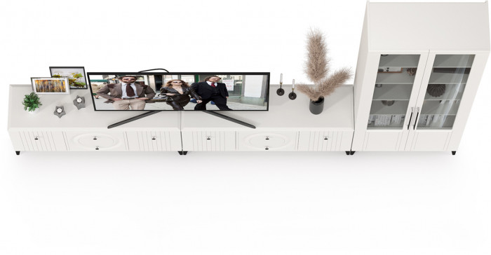 Валенсия Гостиная № 082, ЛДСП белый шагрень/МДФ белый шагрень