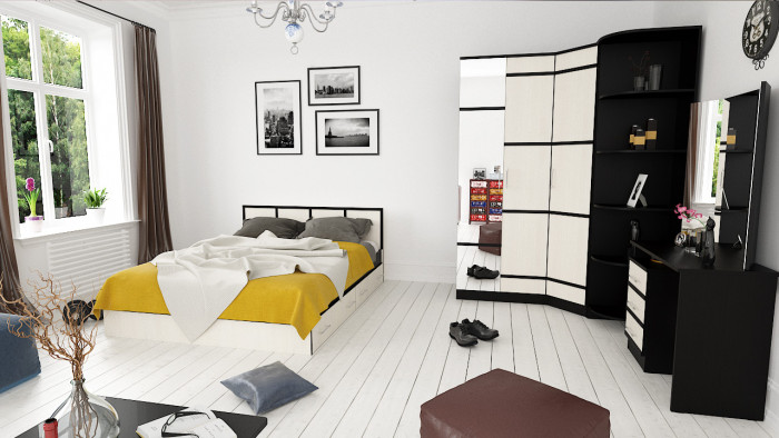 Сакура Кровать с ящиками 1400, цвет венге/дуб лоредо, ШхГхВ 143,5х203,5х80 см., сп.м. 1400х2000 мм., без матраса, основание есть, универсальная сборка