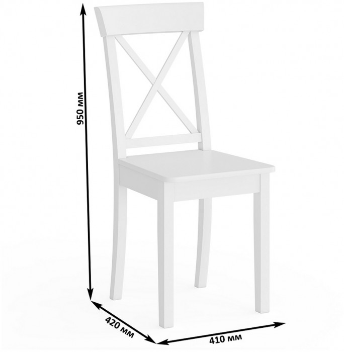 Три стула Мебель--24 Гольф-14 разборных, цвет белый, деревянное сиденье белое, ШхГхВ 41х42х95 см., от пола до верха сиденья 47 см.