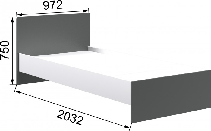 Кэнди Кровать 0,9 ККР-2 графит/белый