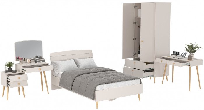 Афина Спальня 08-1200, цвет кашемир серый, сп.м. 1200х2000 мм., б/м, основание есть - фанера