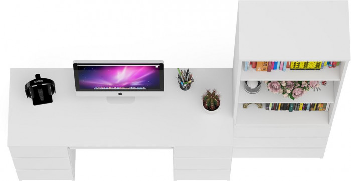 Мори Стол компьютерный МС-2 + Стеллаж МСТ600.3, цвет белый, ШхГхВ 195,8х50х179,6 см., универсальная сборка