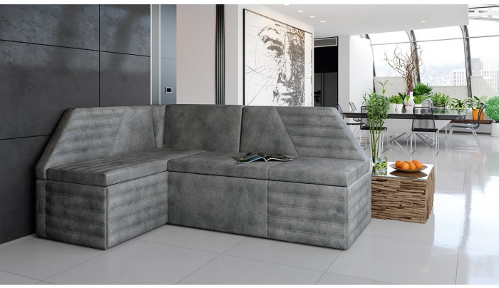 Лондон Скамья угловая со спальным местом (Дуб сонома трюфель/Велюр серый)