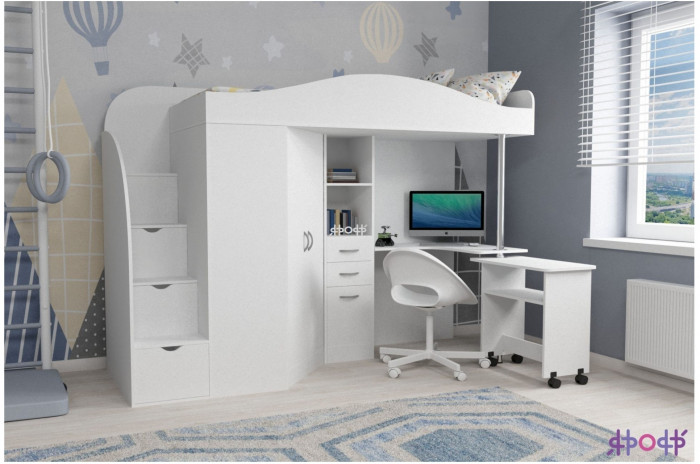 Кровать-чердак Юниор 4 (Винтерберг/Ясень Анкор темный)