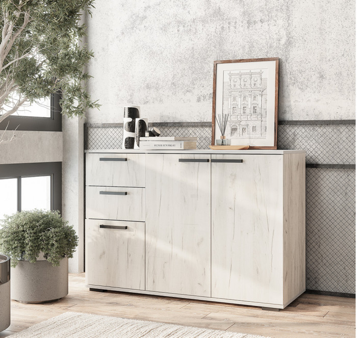 Комод "Стандарт №3" НЕВ (1200х828х460) дуб крафт белый