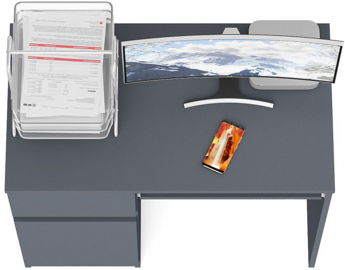 Мори Стол компьютерный МС-1 левый, цвет графит, ШхГхВ 90х50х76,6 см., выдвижной ящик слева, НЕ универсальная сборка