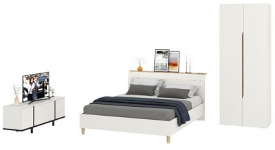 Муссон Спальня № 18, цвет белый/дуб эндгрейн элегантный, ортопед, сп. м. 1600х2000 мм., б/м