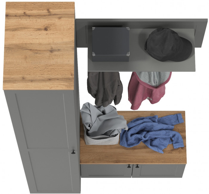 Остин Прихожая 25, цвет серый графит/дуб крафт золотой, ШхГхВ 120х54,3х229,6 см., универсальная сборка