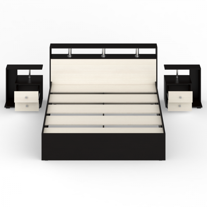 Камелия Кровать 1600 + две тумбы, венге/дуб лоредо