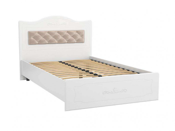 Кровать 1200 с мягким элементом Италия ИТ-7 + ИТ-7А белое дерево