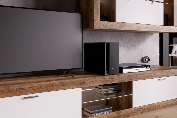 Прага Модульная Гостиная, вариант №2, Дуб Делано/Белый глянец