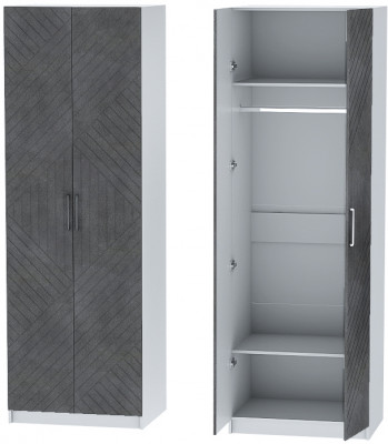 Шкаф двухдверный №1 "Иннэс-7" - Белый/Бетон графит