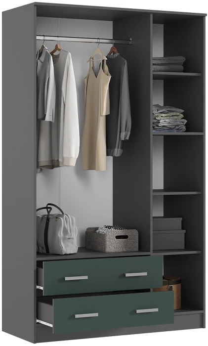 Шкаф 3-х створчатый, Графит/Изумрудный