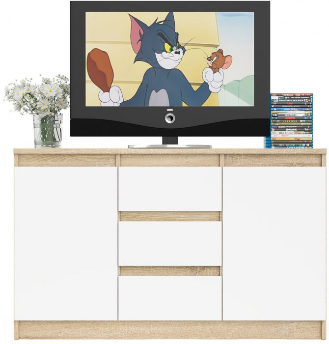 Мори Комод МК1200.3, дуб сонома/белый