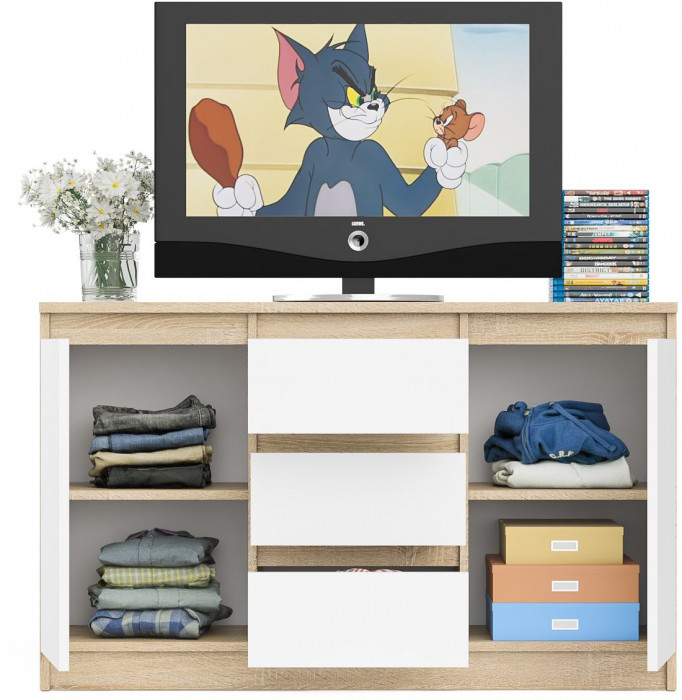 Мори Комод МК1200.3, дуб сонома/белый