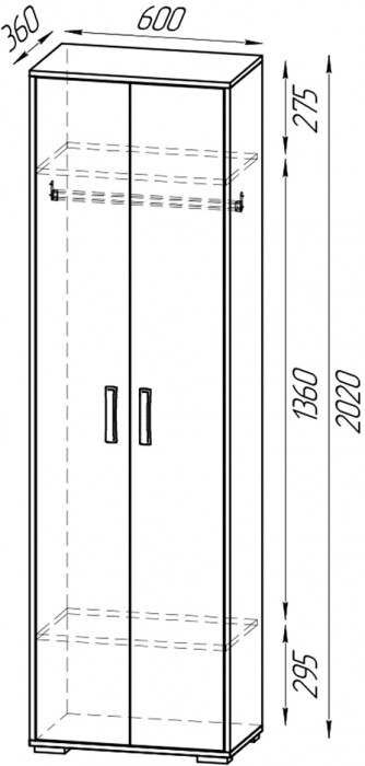 Два шкафа для одежды Домино 2-3430дкт/граф цвет дуб крафт табачный/графит, ШхГхВ 120х36х202 см.